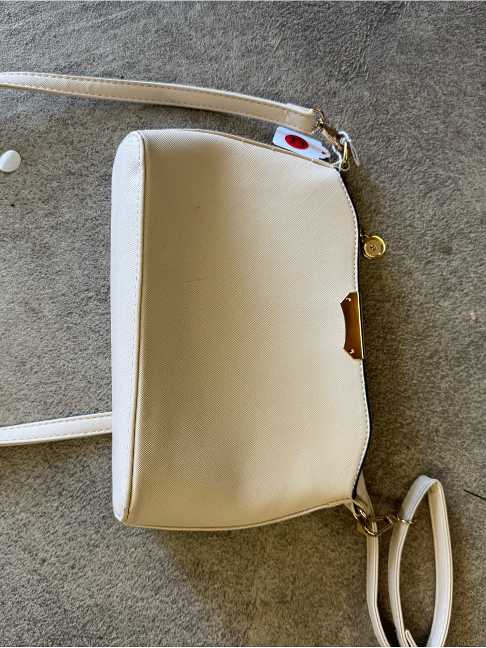 Women's Cream Crossbody Bag with Gold Hardware